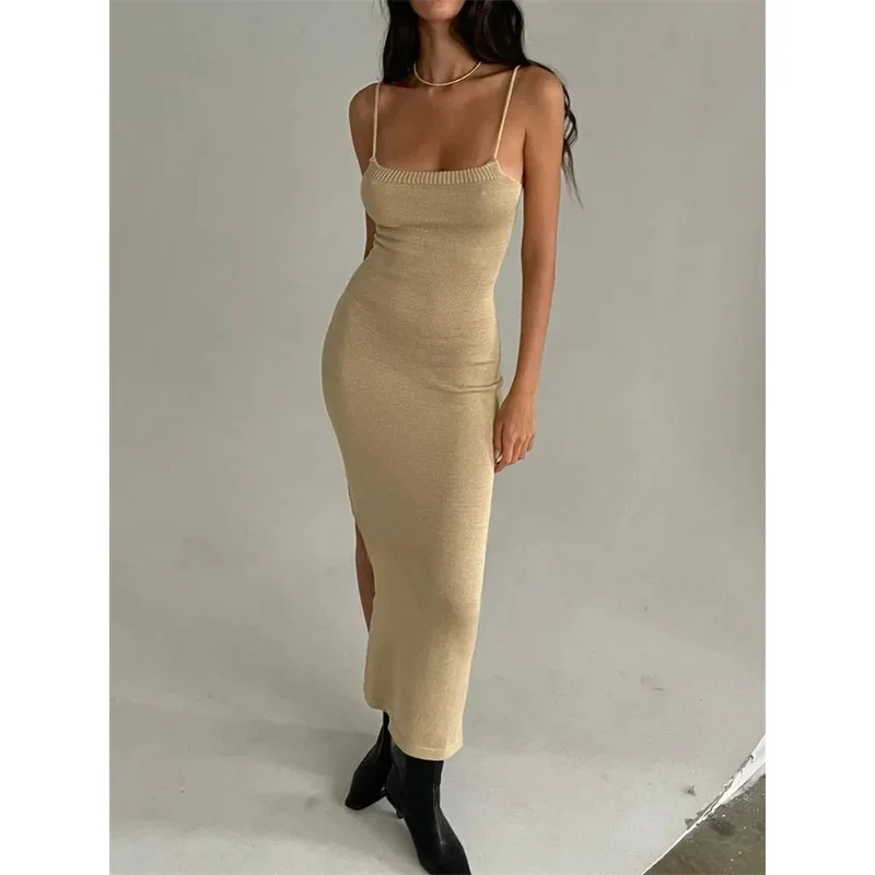 ボニーセクシーな背中の開いた包帯ニットドレスエレガントな衣装女性ノースリーブクラブパーティー誕生日スリップドレス服