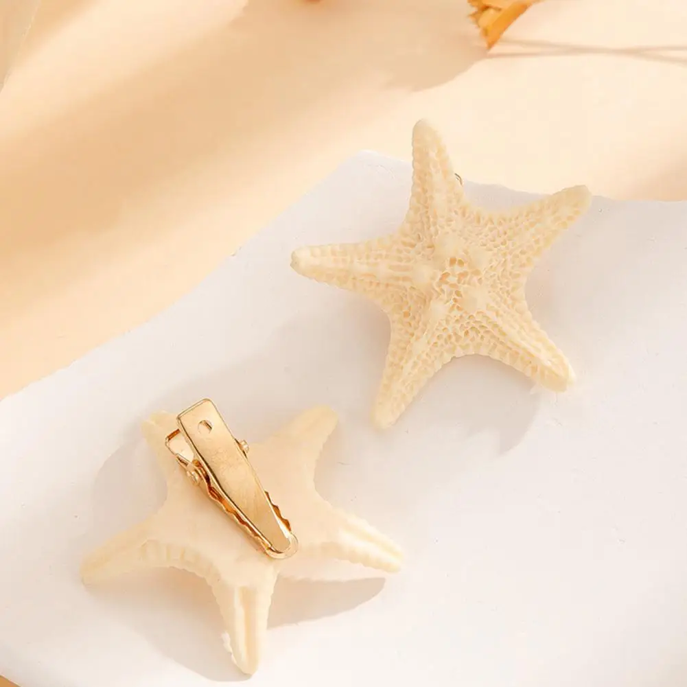 Starfish Hairpins Women Side Clips Exquisite Vintage Seashell Hair Accessories Natural Starfish Hairpin for Lightweight