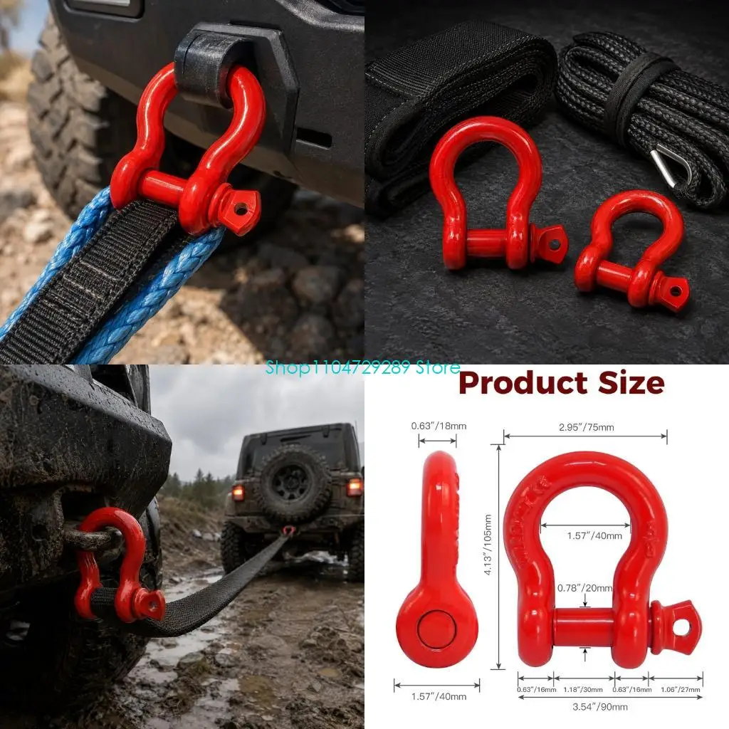 D8KE 2pcs Visible Bright Red Tow Shackle 1/2