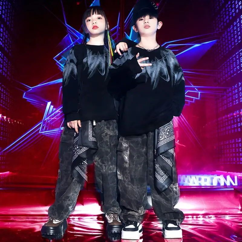 الهيب هوب أزياء رقص للفتيات سترة فضفاضة الهيب هوب السراويل دعوى الأولاد الجاز أداء الرقص الحديث مرحلة الهذيان الملابس #5