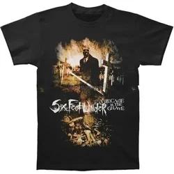 Mens Six Feet Under A Decade In The Grave Band T-Shirt Black Short Sleeves Cotton T Shirt Top Tee