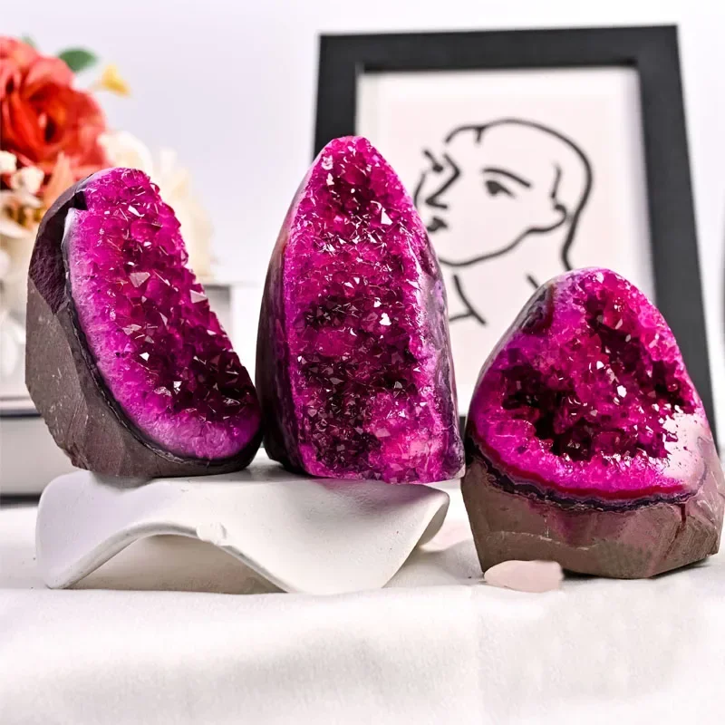 Red Blue Green Yellow Cluster Quartz Druzy Rock Raw Stone Healing Crystals Drusy Geode Mineral Specimen for Home Decoration