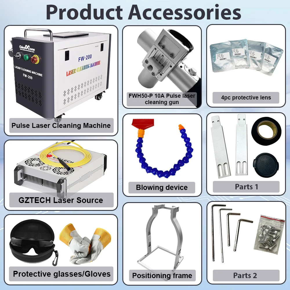 Pulitore laser pulsato da 300 W Stampo industriale Rimozione ruggine Vernice Legno Metallo Sostratti non distruttivi Raffreddato ad aria per la fabbrica