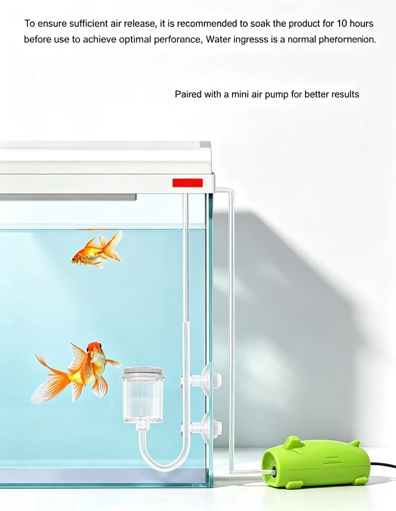 Geräuscharme Aquarium-Sauerstoffpumpe mit Luftstein für Aquarien, Pflanzenbecken und Fischzucht – Detail 7