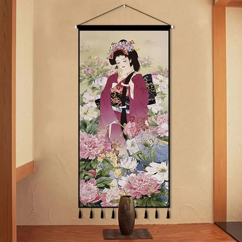 

Japanese Style Fabric Decoration with Hanging Paintings Restaurant Entrance Corridor Hotel Ukiyo-e Wall Decoration Tapestry