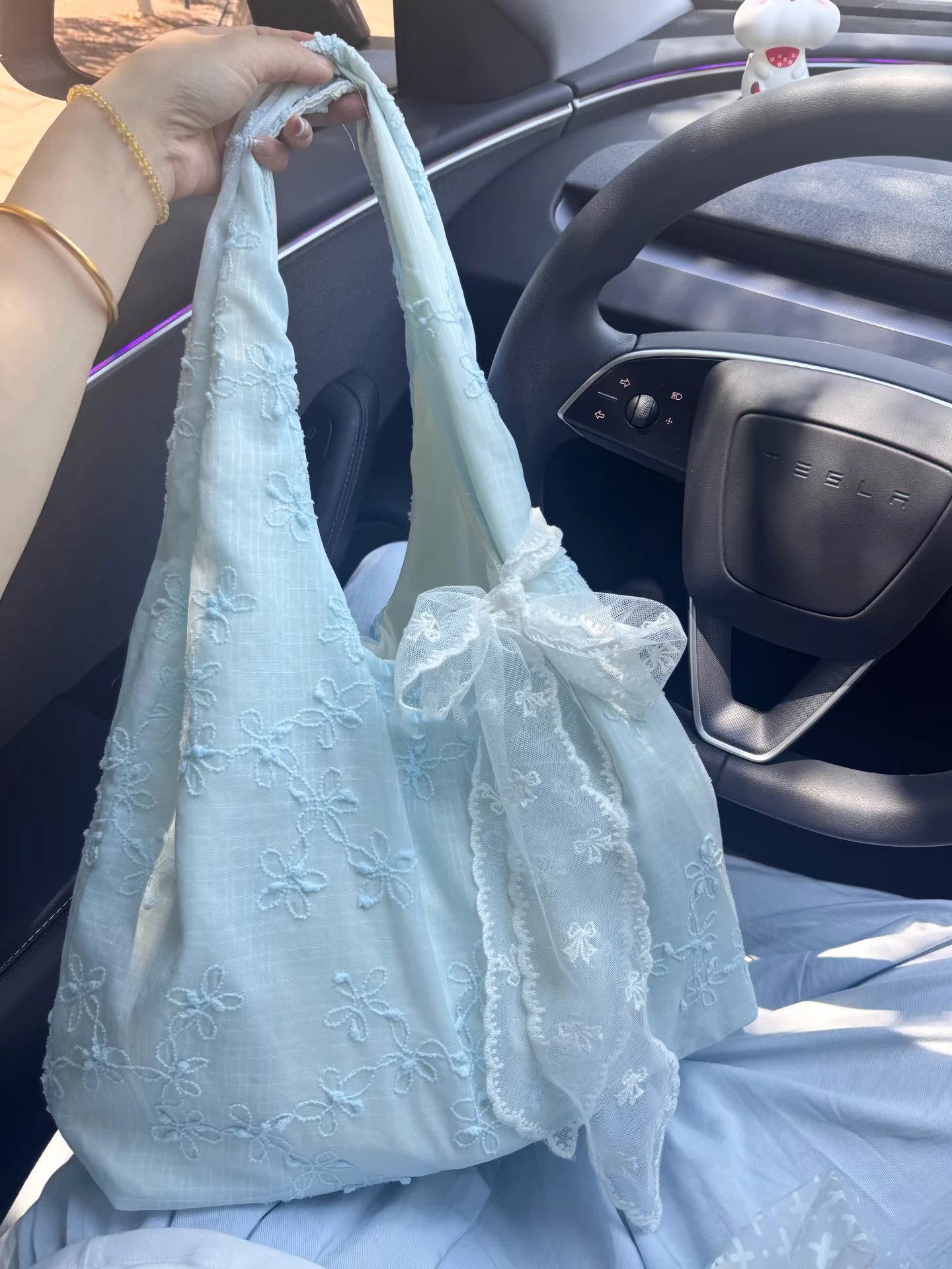 

Корейская большая холщовая сумка Capaci, синяя женская сумка-тоут с цветочным принтом, мягкая сумка-тоут, ape...