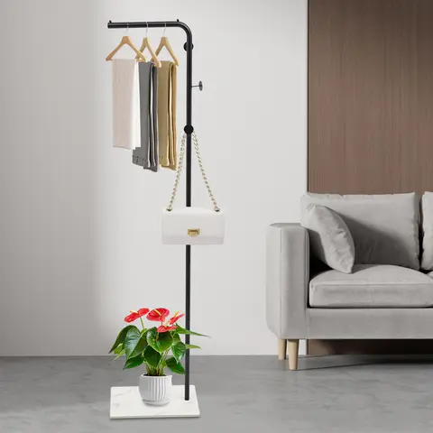 L-shape Freestanding Coat Rack Wear-Resistant 170cm 35kg Capacity Clothes Hanger with Sturdy Base for Hallways Living Rooms