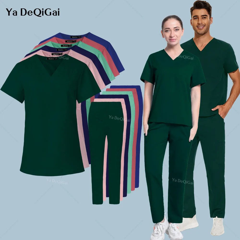 Unisex Medical Uniforms Doctor Men Nursing Clothes Beauty Costume Nurse Scrubs Sets Dentist Workwear Clinical Tops Pants