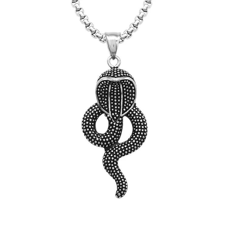 

CHUANGCHENG Personalized Cast Cobra Pendant Trendy Men Punk Hip-hop Rock Minimalist Animal Stainless Steel Necklace