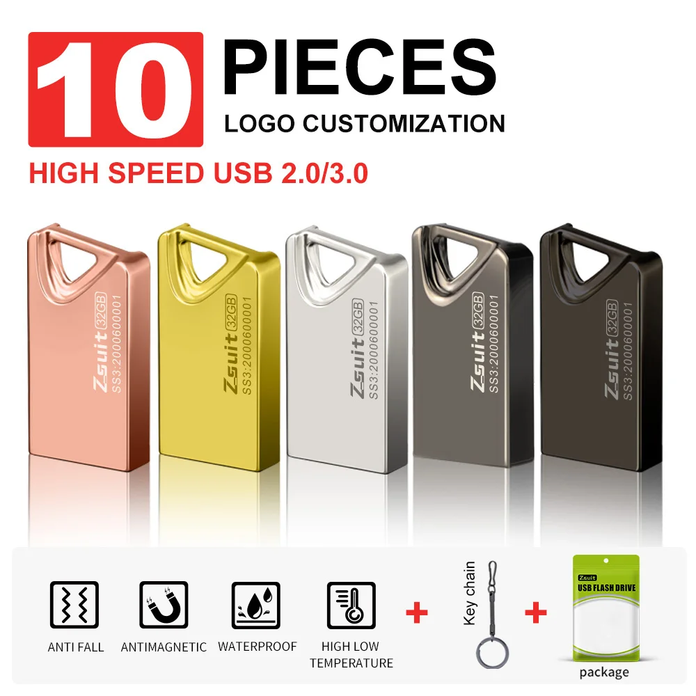 Zsuit 10pcs USB Flash Drive Pendrive 128GB Flash Memory Stick 32Gb 64GB USB Storage Key USB Devices USB Stick Free Shipp U Disk