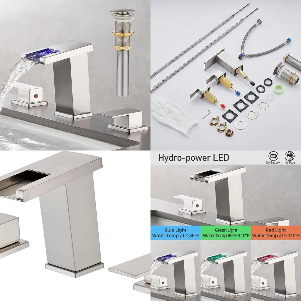 

8 Современный смеситель для раковины в ванной комнате из матового никеля с 3 отверстиями и сенсорным управлением