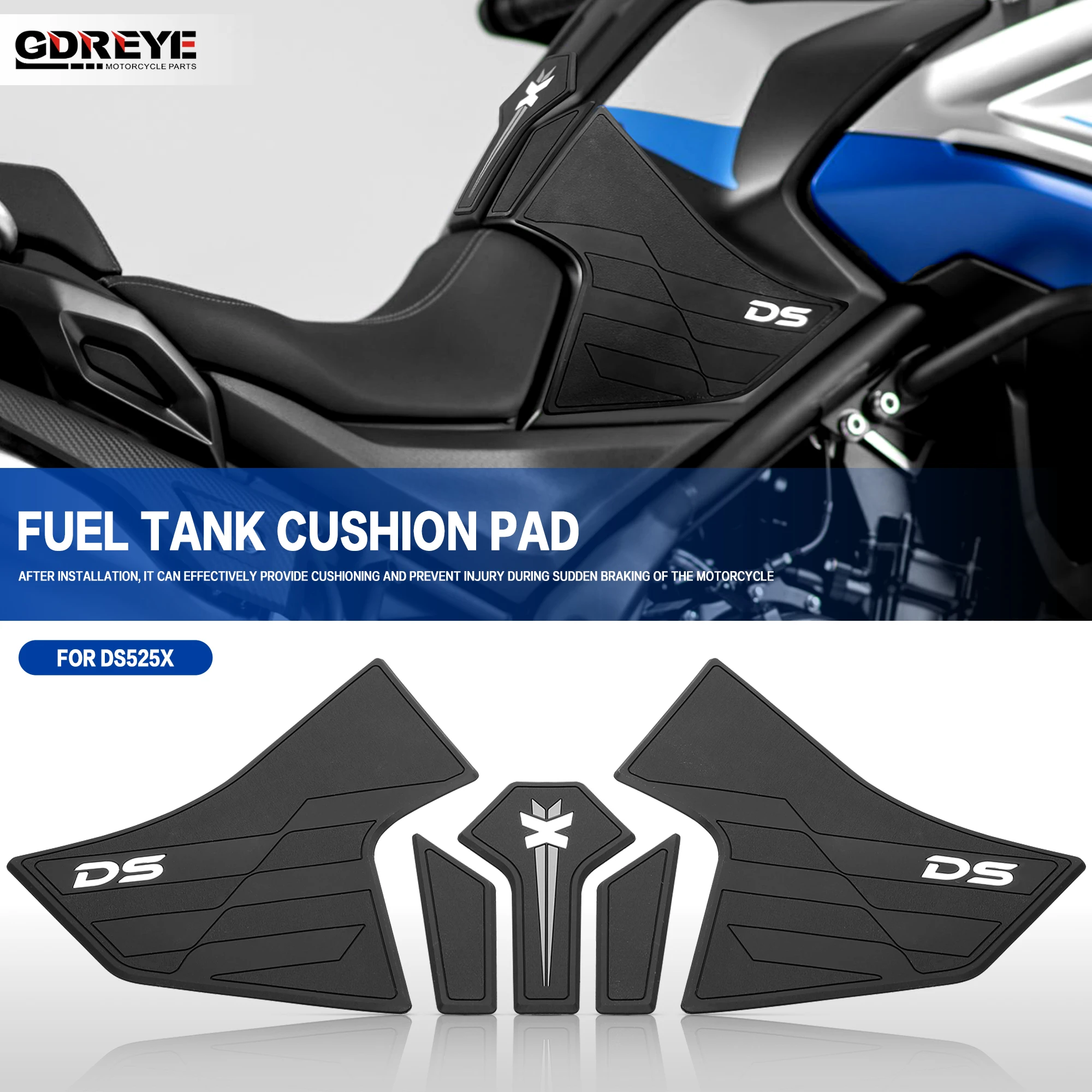 ل VOGE DS525X 525DSX 2023 2024 خزان وقود دراجة نارية وسادة خزان الغاز منصات الجر خزان القبضات ملصقات جانبية حامي ملصق مائي