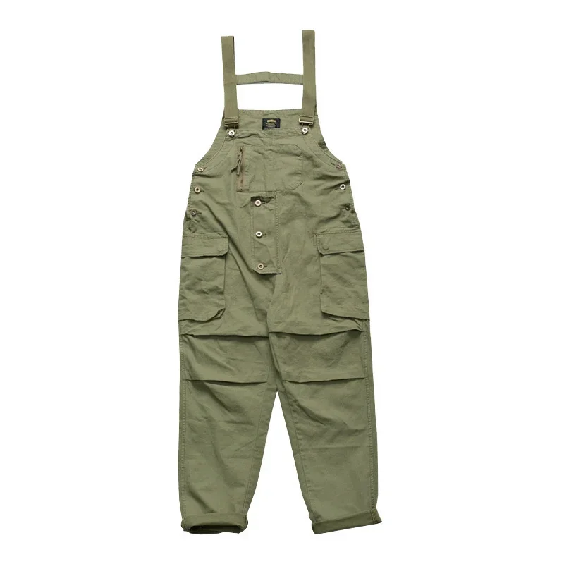 Autumn Winter Cargo Overalls Men's Multi Pocket Loose Casual Pants Camping Suspenders Outdoor Labor Coverall Tooling Trousers