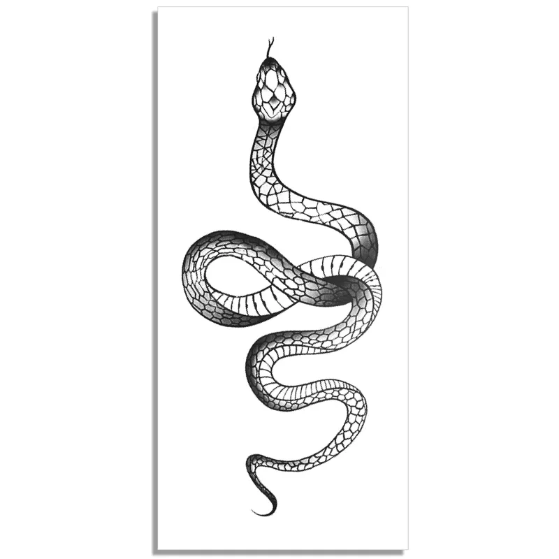 Big Size Temporary Tattoo Stickers Black Snake Waterproof Fake Tattoos Women Men Clavicle Arm Body Art Dark Snake Transfer Tatoo