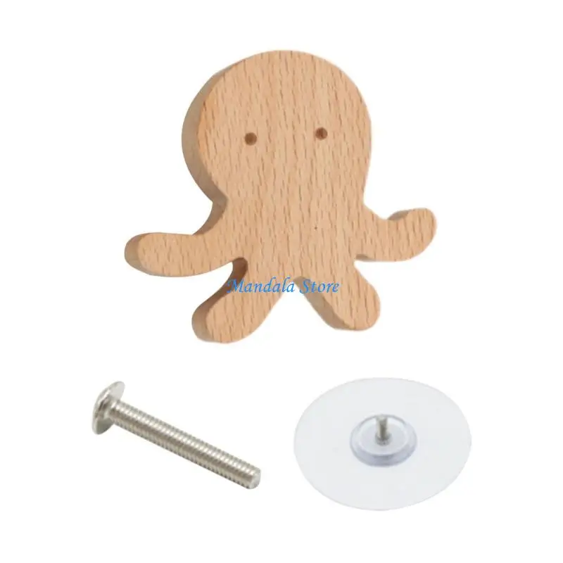U2JC Wooden Drawer Cabinet Knob No Holes Required Hassle-Free Furniture Handles Screwless Cabinet Drawer Pulls Durable