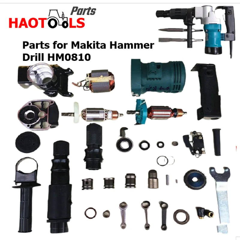 Parts for Makita HM0810 Hammer drill / Accessories Rotor Stator Casing Gear Aluminum Head