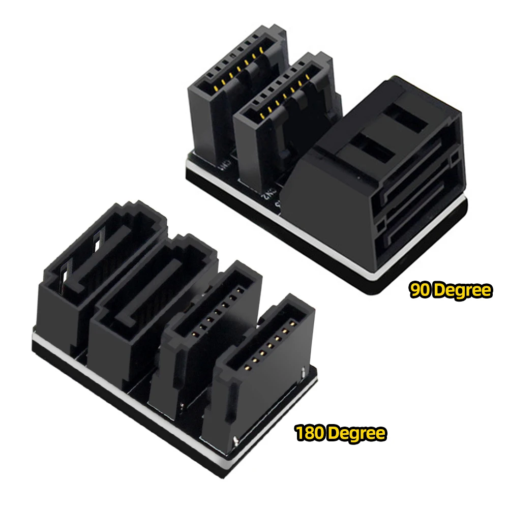 PC용 SATA 7 핀 어댑터, SSD 하드 드라이브 디스크, 90 °, 180 ° 각도 SATA 어댑터, 듀얼 SATA 포트, 7 핀 수-암 컨버터 커넥터