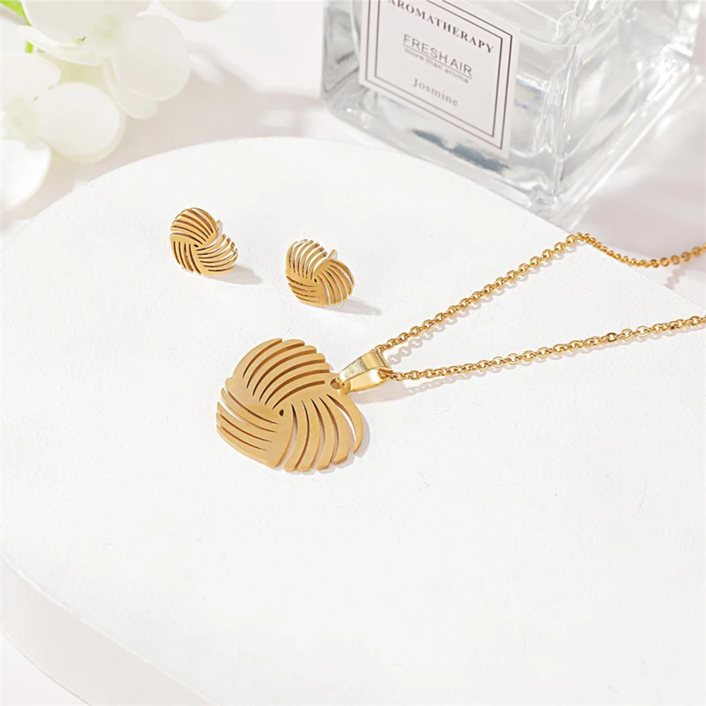 

Stainless Steel Necklace Earrings Studs Simple Women Dainty Heart Hoop Love Woman Beautiful Fashionable