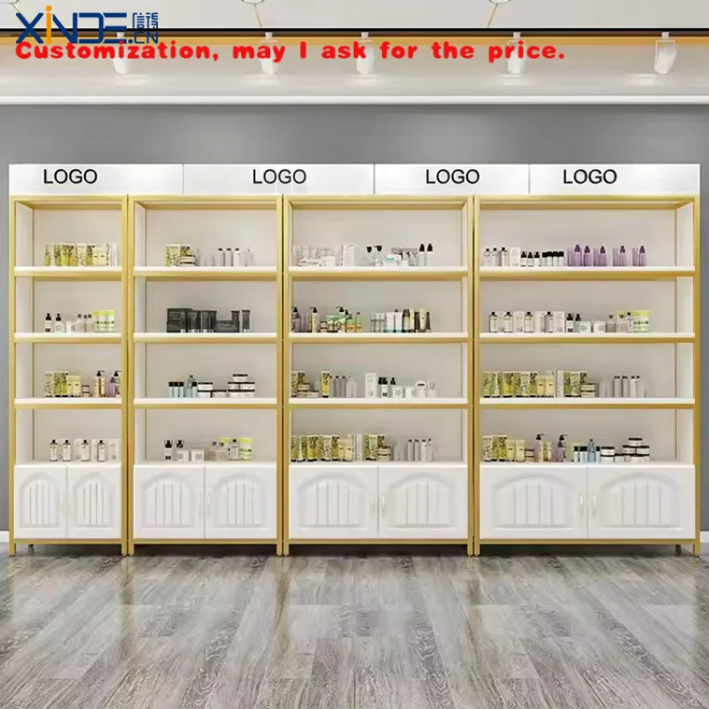 

custom.XINDE Customized Shelves Racking Storage Wooden Store Retail Exhibition Perfume Cosmetic Display Shelf Cabinet Showcase R