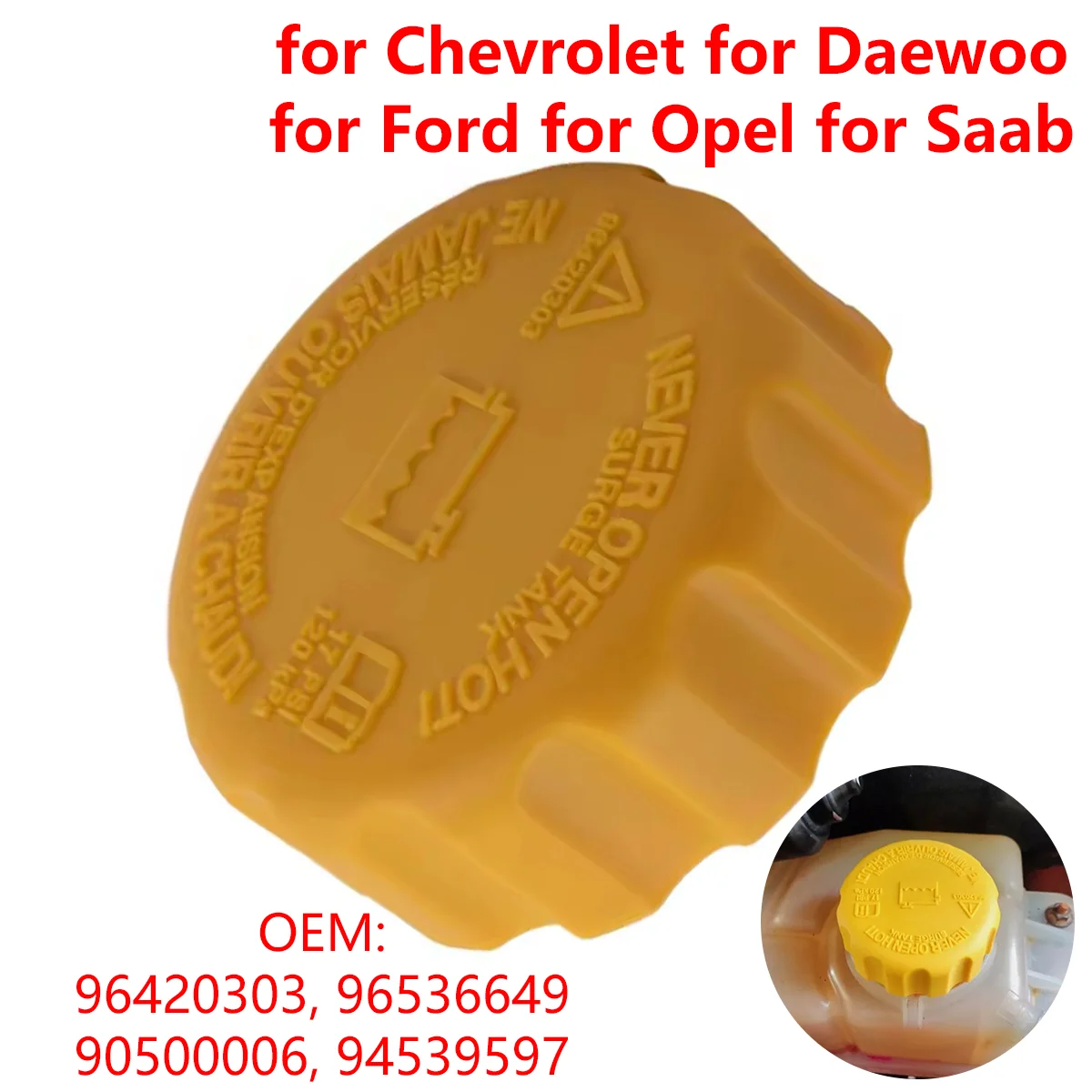 96536649 for Chevrolet for Daewoo for Ford for Opel for Saab for Vauxhall 1.2bar 120kPa Car Radiator Expansion Water Tank Cap