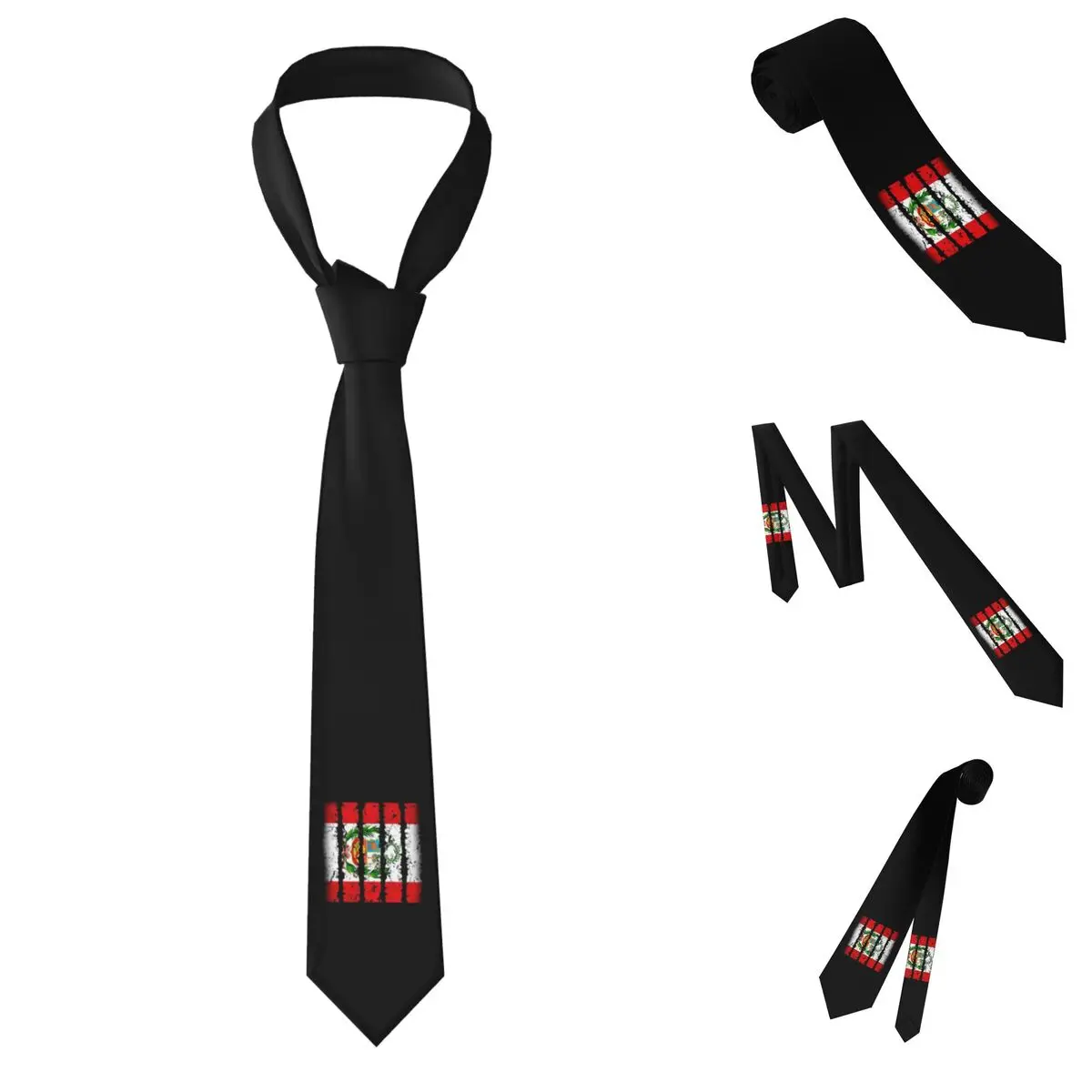 Peru Shield Type Flag Necktie for Men Silk Polyester 8 cm Neck Ties Wedding Business Tie Classic Gravatas