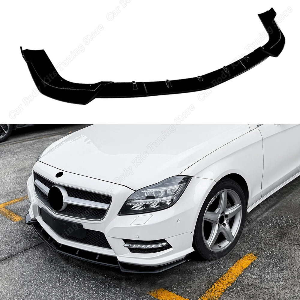 For Mercedes Benz CLS C218 X218 CLS 350 500 AMG Line 2011-2013 Front Bumper Lip Spoiler Splitter Chin Guards Deflector Body Kit