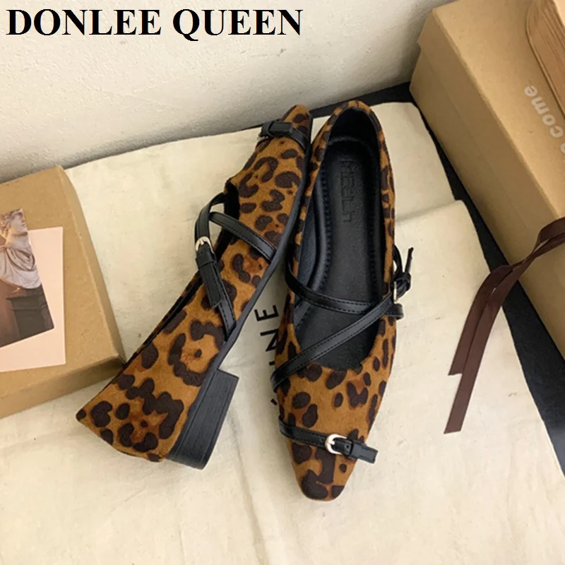 New Brand Flats Shoes Women Fashion Pointed Toe Shallow Slip On Loafers Female Ballerinas Casual Moccasins Narrow Leopard Ballet