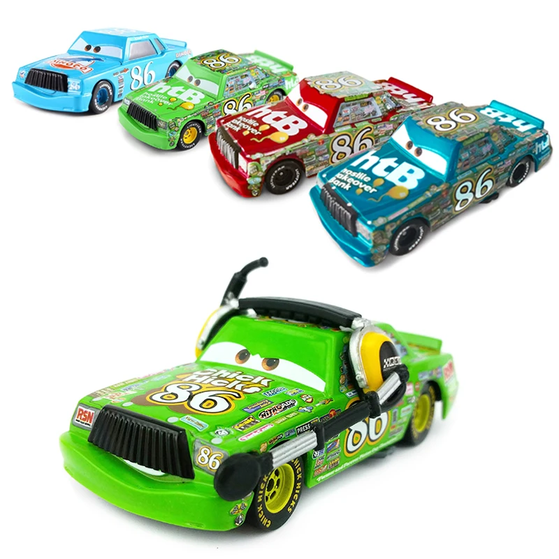 Cars Disney Pixar Toys Lightning McQueen Jacktion Storm Toy Car No. 86 Narrator Chickhick Kids Metal Diecast Alloy Car Toys