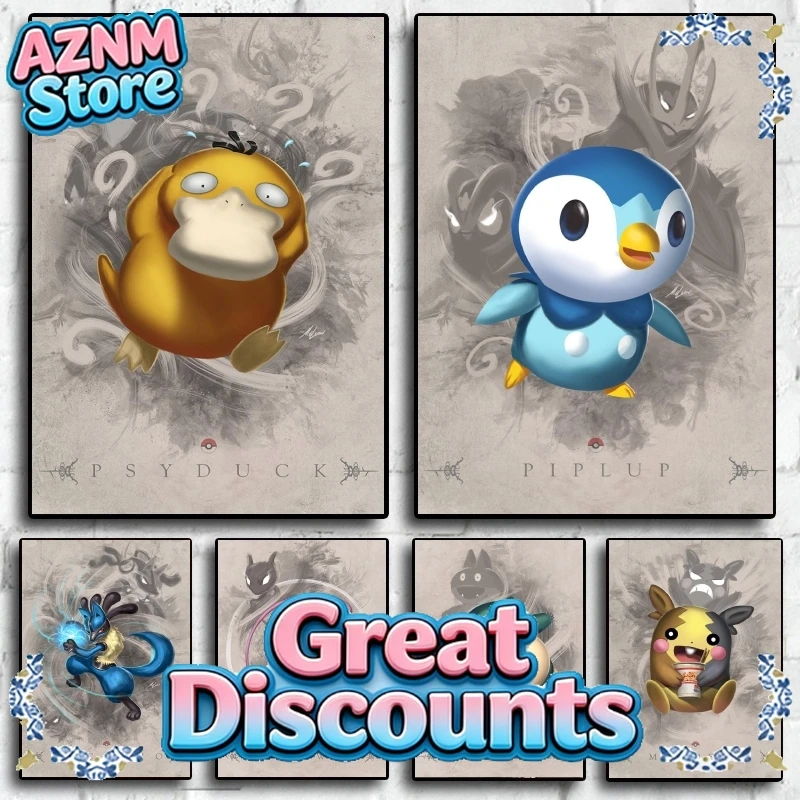 Pósteres e impresiones de Pokemon Mew, regalo decorativo para pared, regalos para niños, imágenes colgantes, imágenes de cómics, hogar moderno