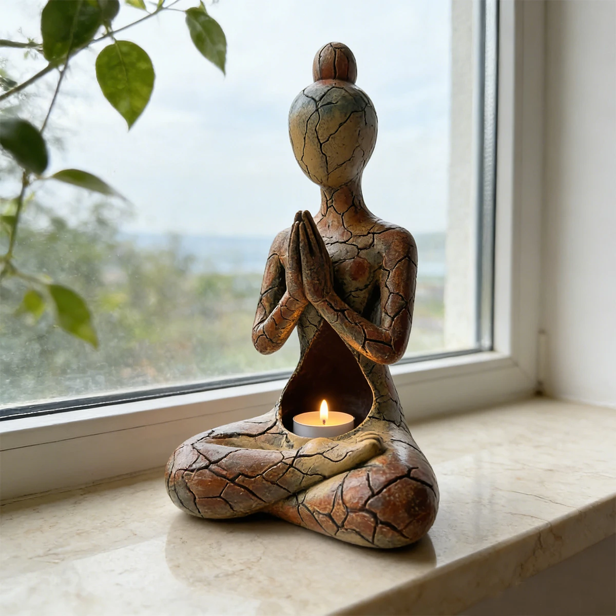 Resin Meditation Statue, a Unique Home Decoration Piece That Brings Tranquility to Your Space, Suitable for Placing in the Office, Living Room, or Bedroom
