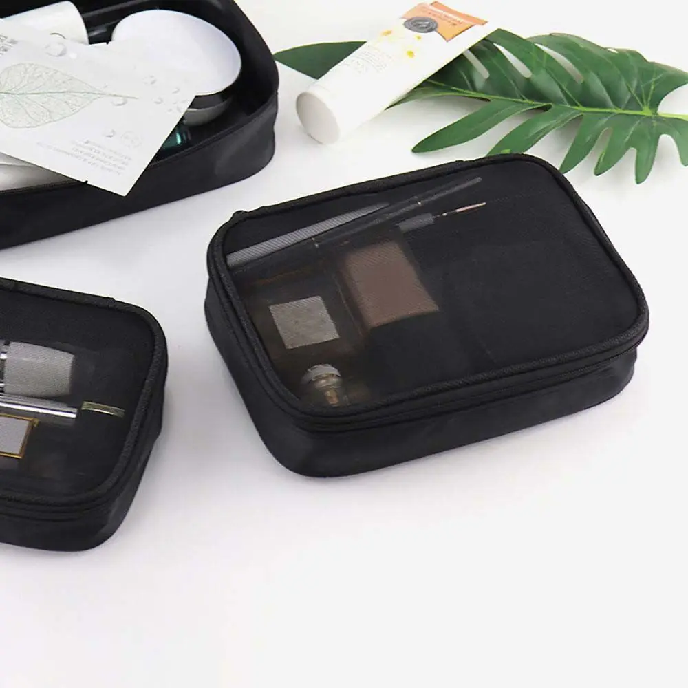 1 PCS Portable Travel Storage Bag Simple Casual Mesh Cosmetic Pouch Personality Fashion Makeup Case