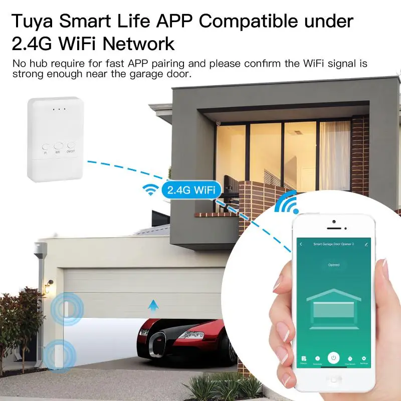 Tuya WiFi باب المرآب تحكم المنزل الذكي الباب الاستشعار فتاحة عدة لا الأسلاك العالمي المرآب عن طريق أليكسا جوجل المنزل