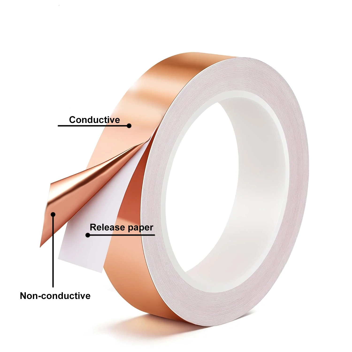 Adhesive Conductive Copper Foil Tape 3/5/6/8/10/12/15/20/30/50mm Single/Double Sided Conduct Copper Foil Tapes Length 20M