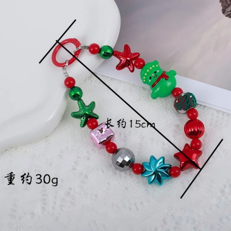 Nieuwe kerst telefoonbedel voor dames, anti-diefstal telefoonpolsband handsfree en kralenketting, afneembaar mobiele telefoonkoord