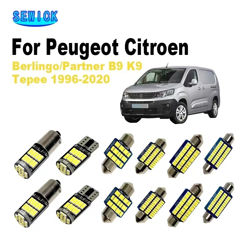 SEWICK-luz LED Interior para coche, Kit de luz de maletero para Citroen Berlingo, Peugeot Partner B9 K9 Tepee Canbus
