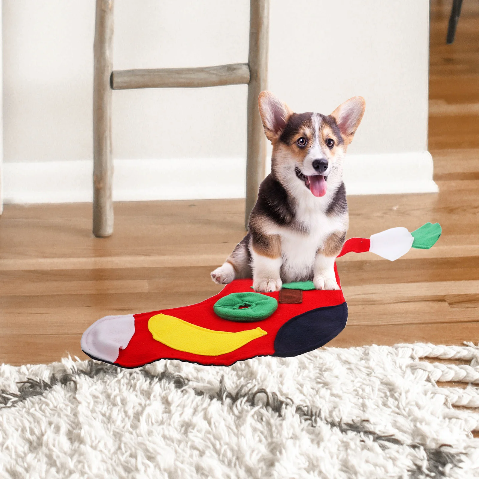 

Dog Snuffle Mat Christmas Sock Shape Bright Colors Portable Training Feeding Fun Foraging Pet Sniffing Pad Puppy Activity Mat