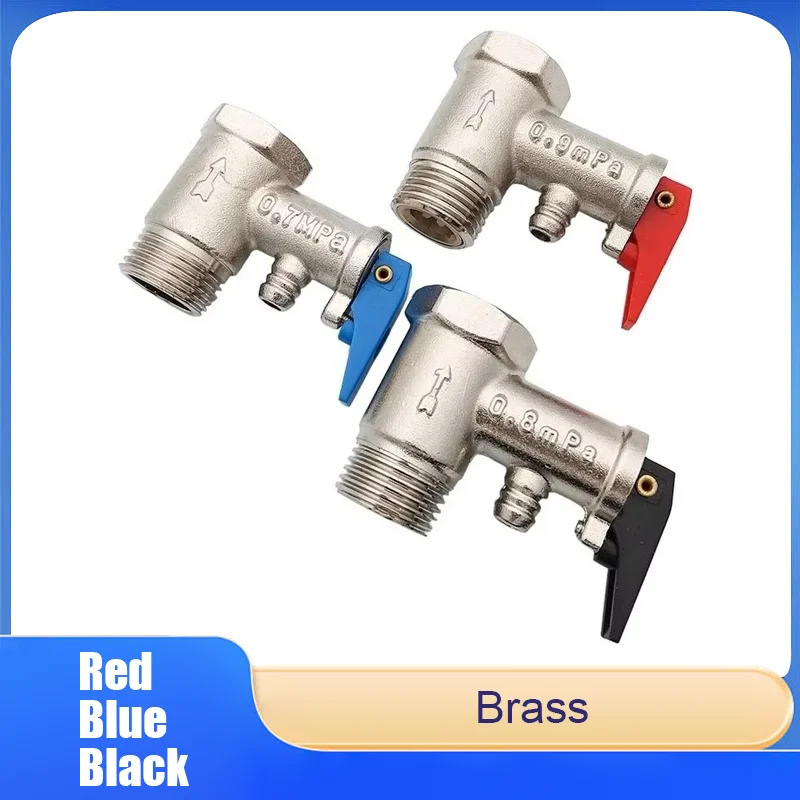 

Solar Water Heater Pressure Relief Safety Valve Universal Brass Check Valve Bathroom Fittings Red/Blue/Black Handle