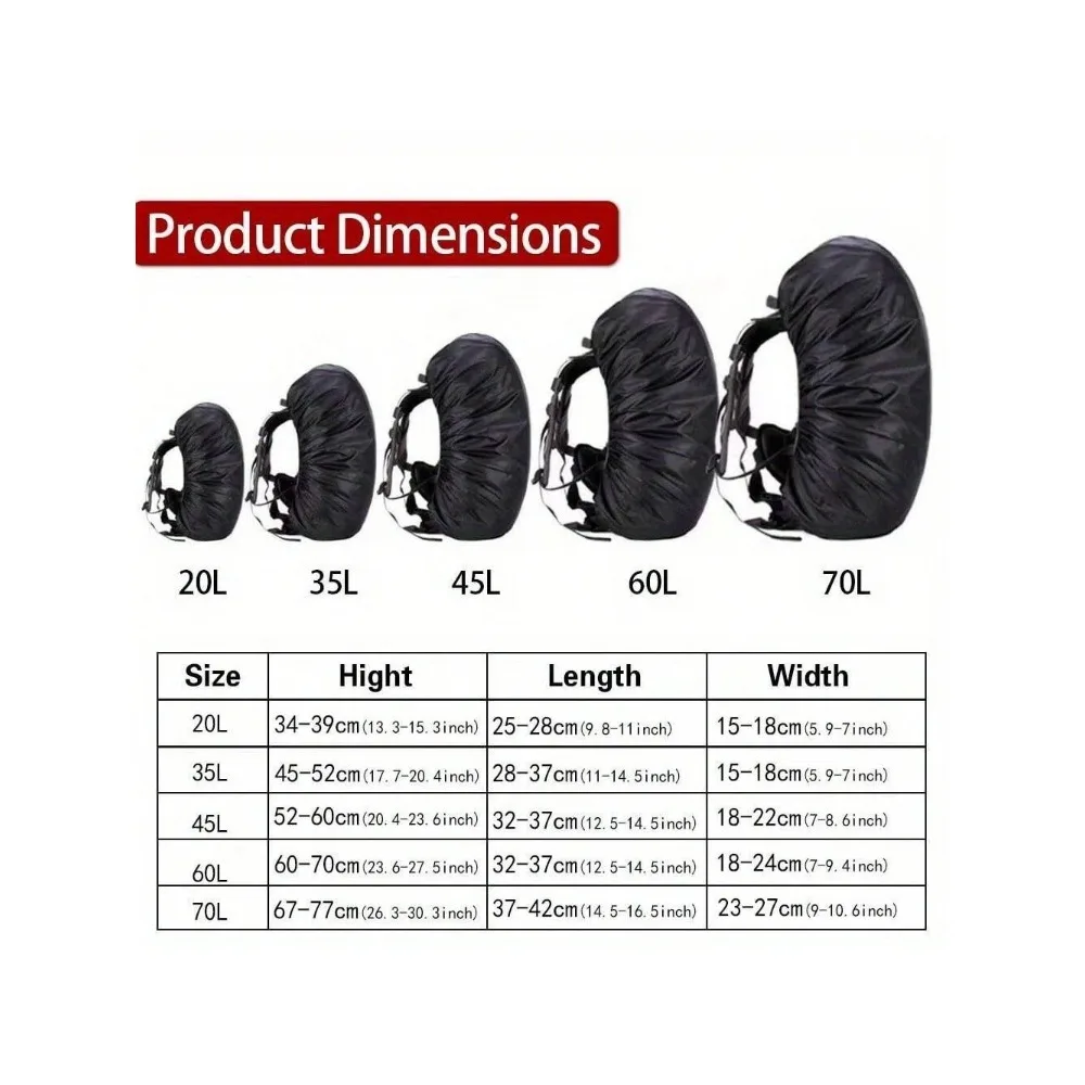 Backpack Rain Cover 20-65L Waterproof Dustproof Outdoor Camping Hiking Mountaineering Travel Backpack Bag Rain Cap Protector