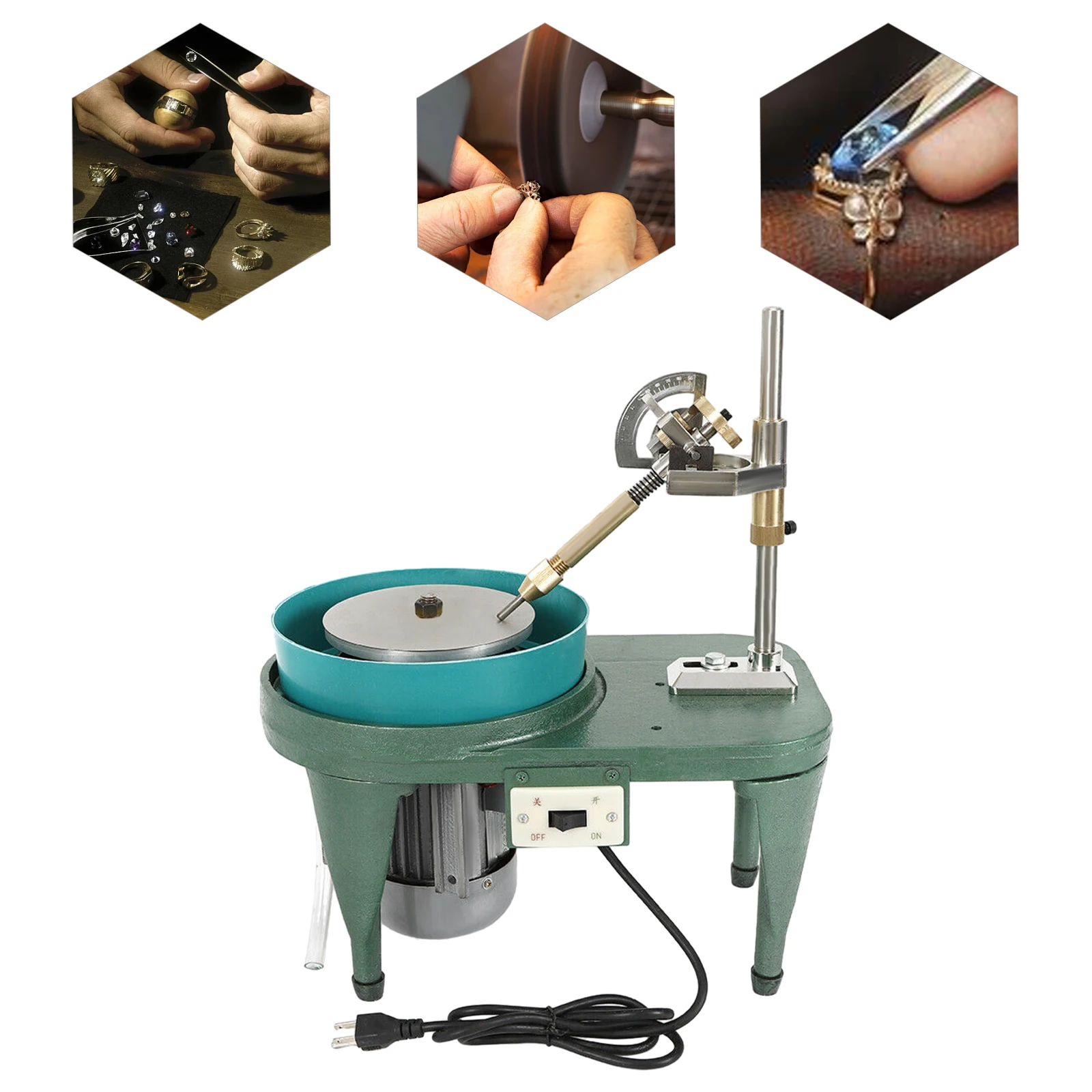 Smerigliatrice piatta per pietre preziose da 180 W 2800 giri/min Macchina per sfaccettatura di gemme Disco per lucidatura da 15 cm per strumenti per smerigliatrice piatta da lavoro lapidario ﻿