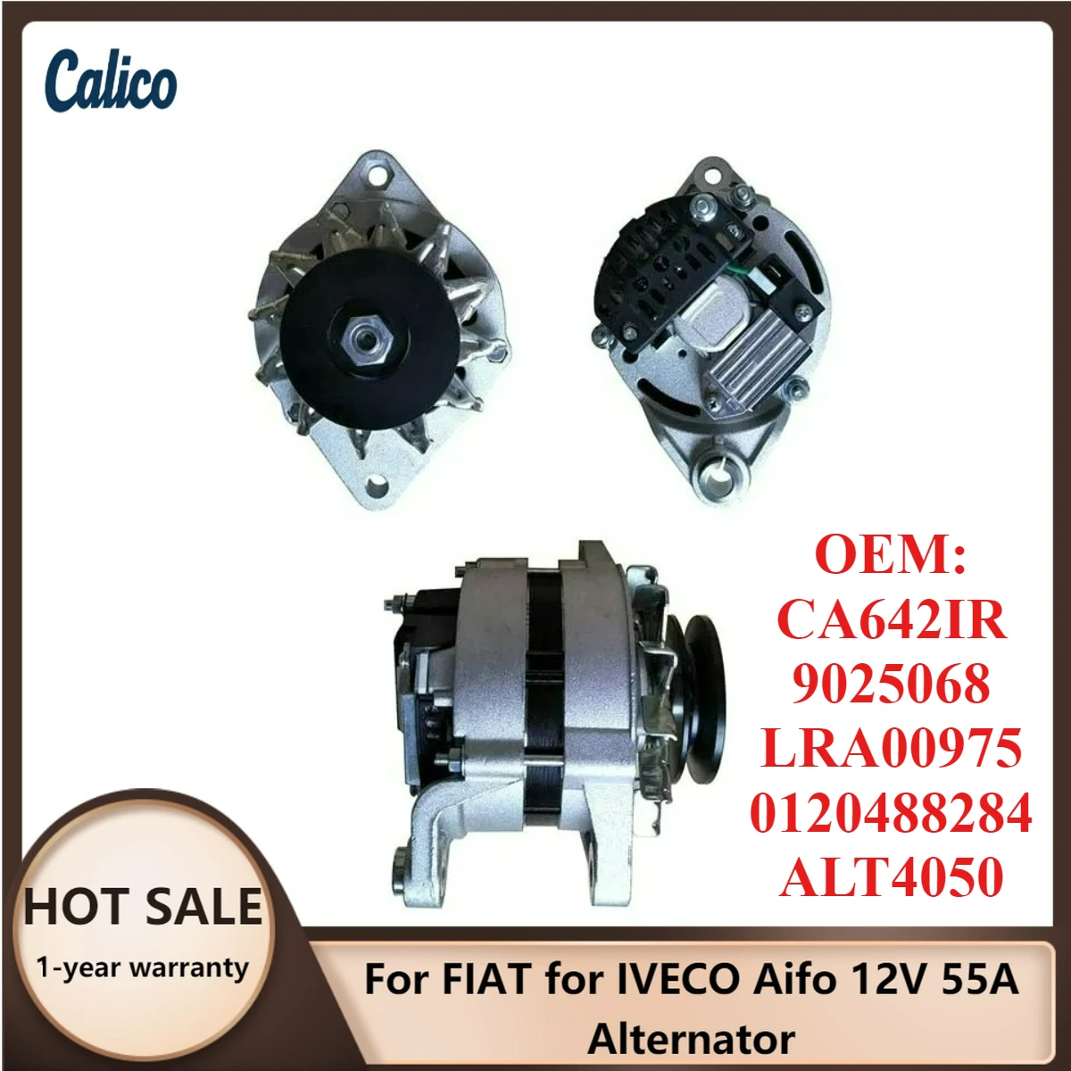 

Zero Defect Suitable for FIAT for IVECO Aifo 12V 55A Alternator CA642IR 9025068 LRA00975 0120488284 ALT4050