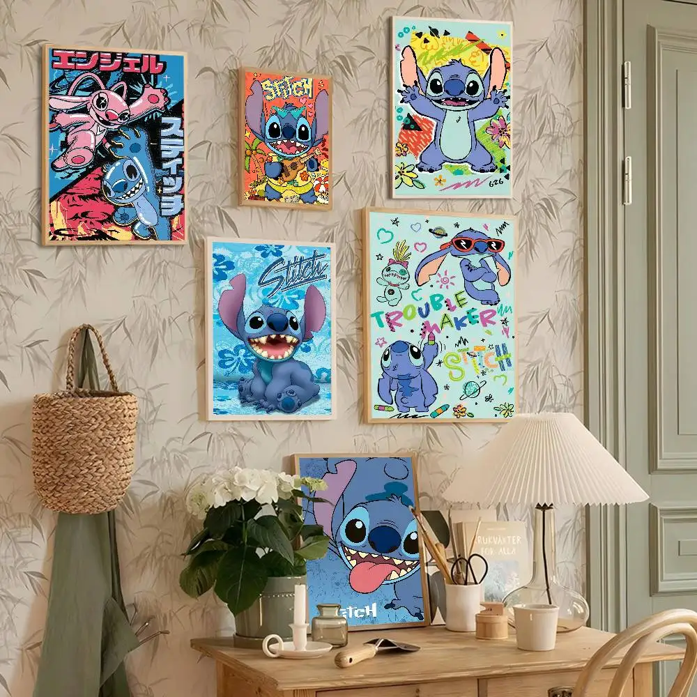 Cute S-Stitchs Classic Vintage Posters Decoracion Painting Wall Art White Kraft Paper Kawaii Room Decor