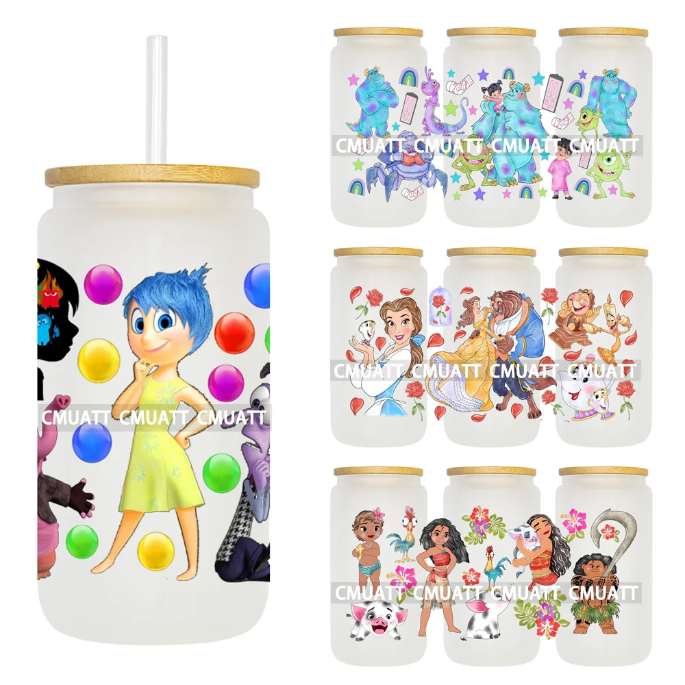 Süße Katze Dame und Mädchen 16oz UV Dtf Tasse Wrap Transfer Aufkleber benutzer definierte Etikett DIY wasserdichtes Logo für Libbey Glas kann Cartoon