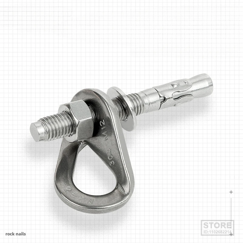 Rock Climb Fastening Piton Nut Outdoor Anchor Bolt Hanger Plate Xinda 304 Stainless Steel Caving Belay Rigging 25kN M12