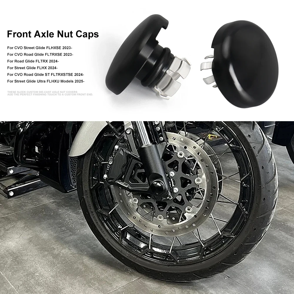 

Motorcycle Front Axle Nut Caps Compatible For Touring Street Road Glide CVO FLHX FLTRX FLTRXSE FLHXSE Ultra FLHXU 2023 2024 2025