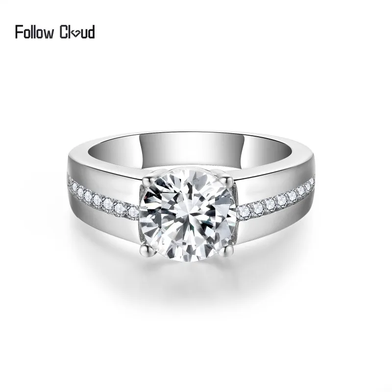 

Follow Cloud 8.0mm 2ct Fully Moissanite Engagement Ring for Women Men S925 Sterling Silver Diamond Band Unisex Plated 18k Gold