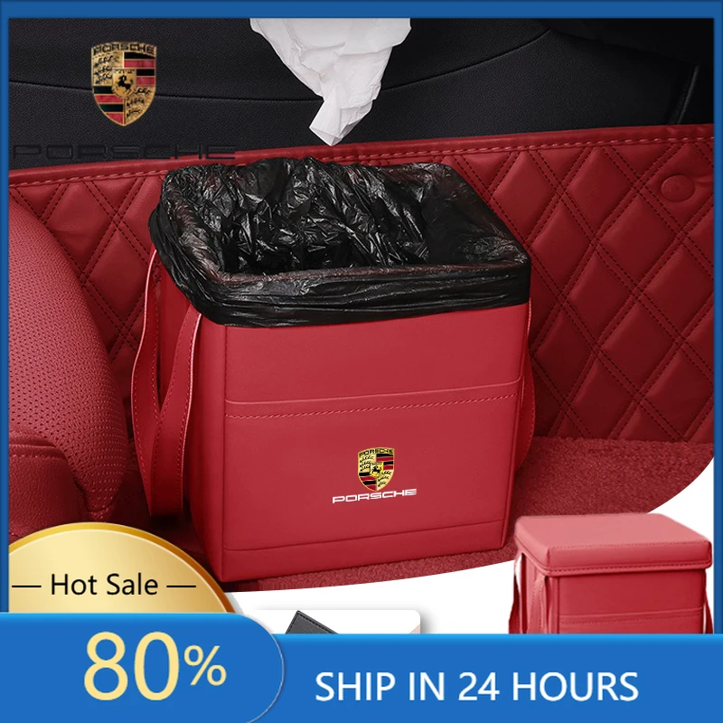 

Interior Stickers Fot Porsche Fashion Car Folding Trash Can Convenient Installation For Porsche Cayenne Panamera Macan 911 718 T