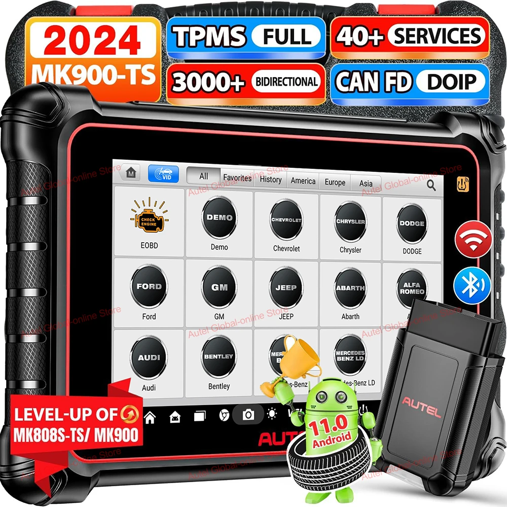 Autel MaxiCOM MK900TS Automotive Scanner TPMS Diagnostic Tools Active Test, All System Diagnose, CAN FD&DoIP Upgraded Of MK808TS