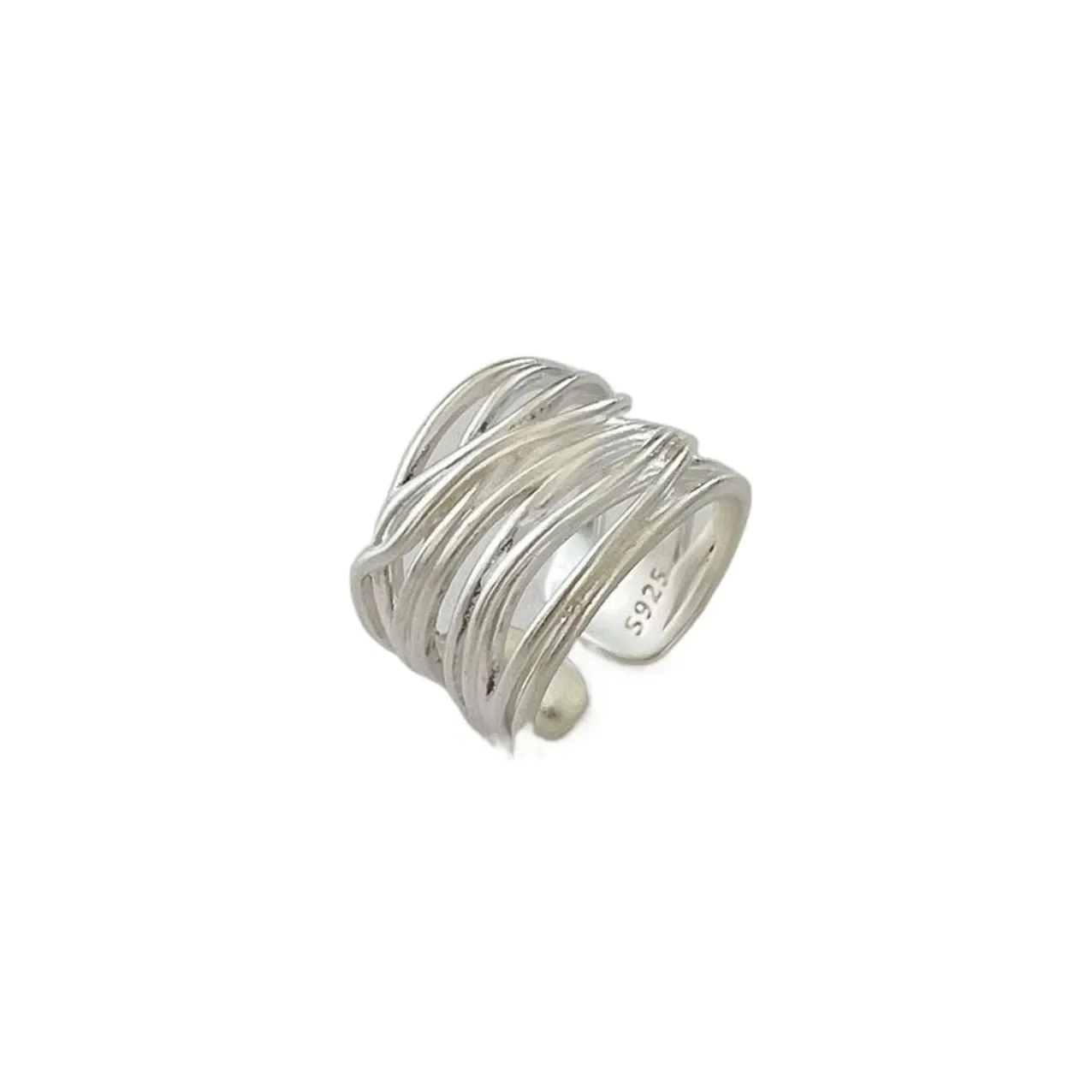 Women's 925 Sterling Silver Open Geometric Ring, Handmade