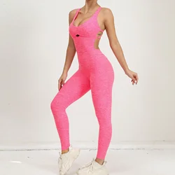 Nahtlose Yoga Overalls Sport Fitness Pfirsich Hüfte heben Kreuz Schönheit zurück Tanz Bauch kontrahieren einteilige Trainings anzüge für Frauen