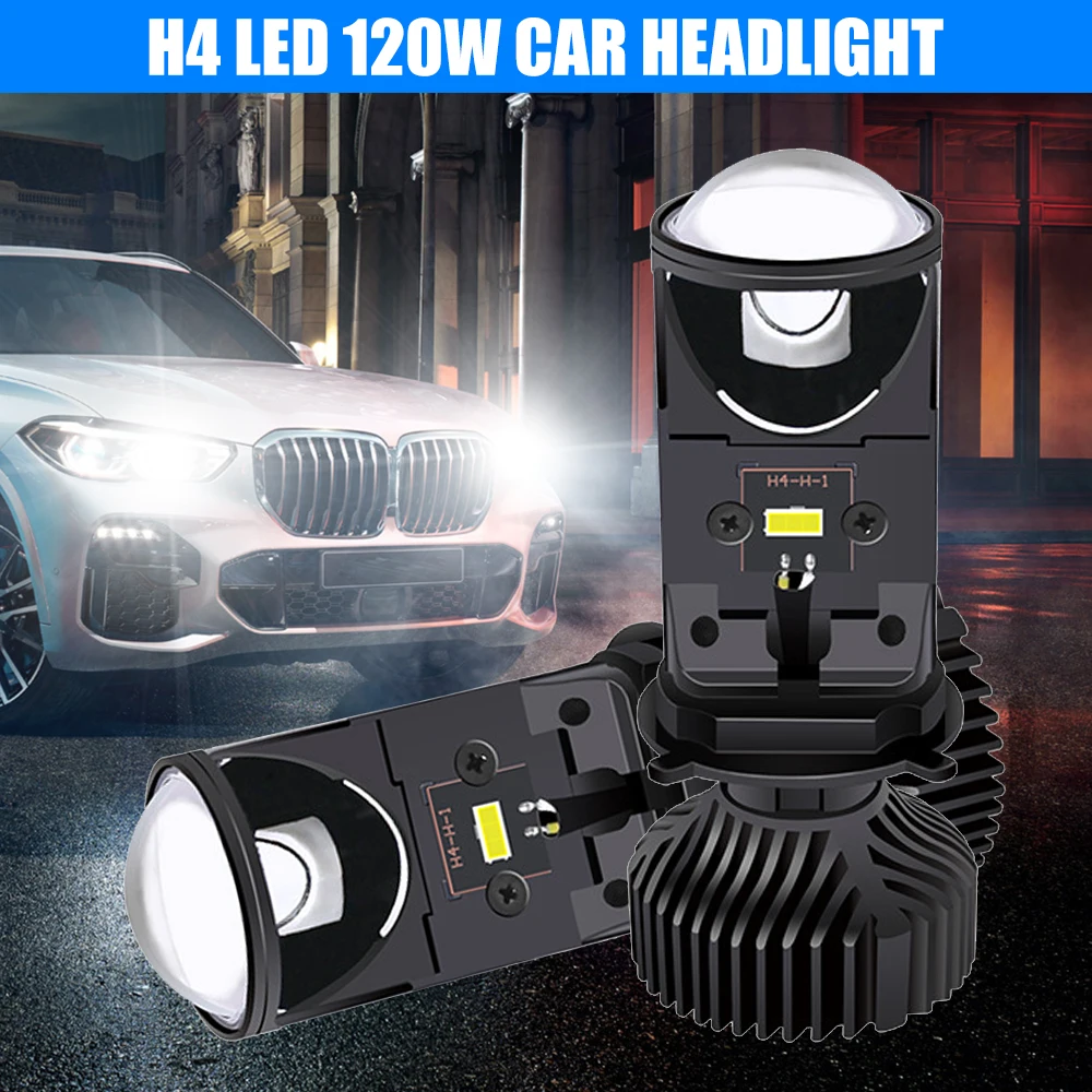 

Y6 H4 LED 120W Car Headlight 6500k Super Bright Mini Lens H4 18000LM Auto Fog Lights High/Low Beam Waterproof IP67 Canbus Bulb